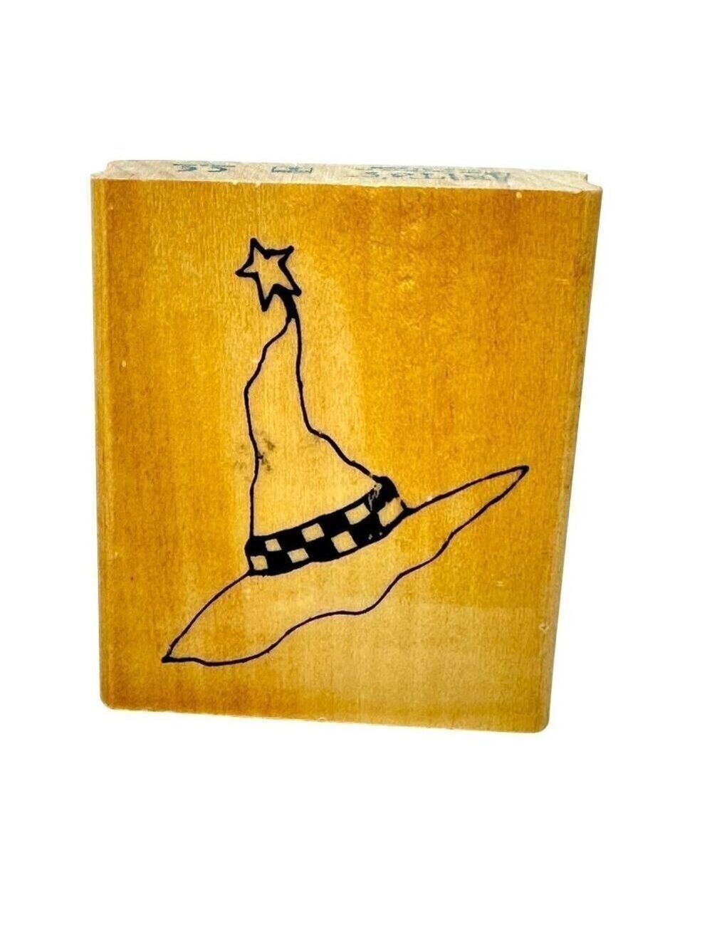Whimsical Witch Hat Rubber Stamp Wood Mount By Anitas 3x3 Inches Halloween